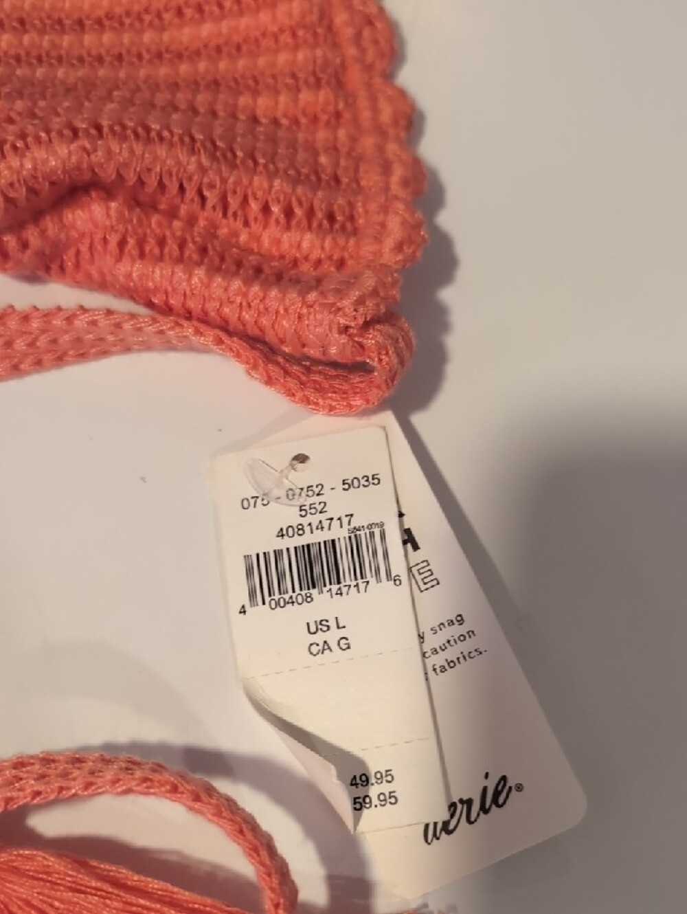 aerie Coral Crochet Triangle Bikini Set - Picture 3 of 7